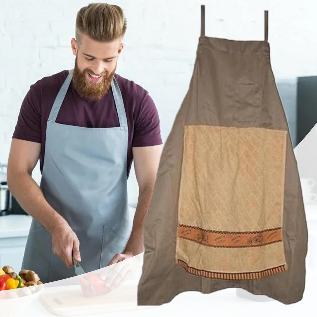 Prank Apron Funny Chef Apron Humorous Washable Novelty Costume with Openable Towel for BBQ Workshop Art Studio Catering Baking