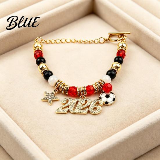Daily Wear Bracelet 2026 Soccer Game Themed Sparkling Rhinestones Inlaid