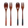 Japanese Style Dinnerware Set Wooden Spoon Fork Cutlery Set Long Handled Dessert Soup Spoon Salad Fork Outdoor Kitchen Tableware