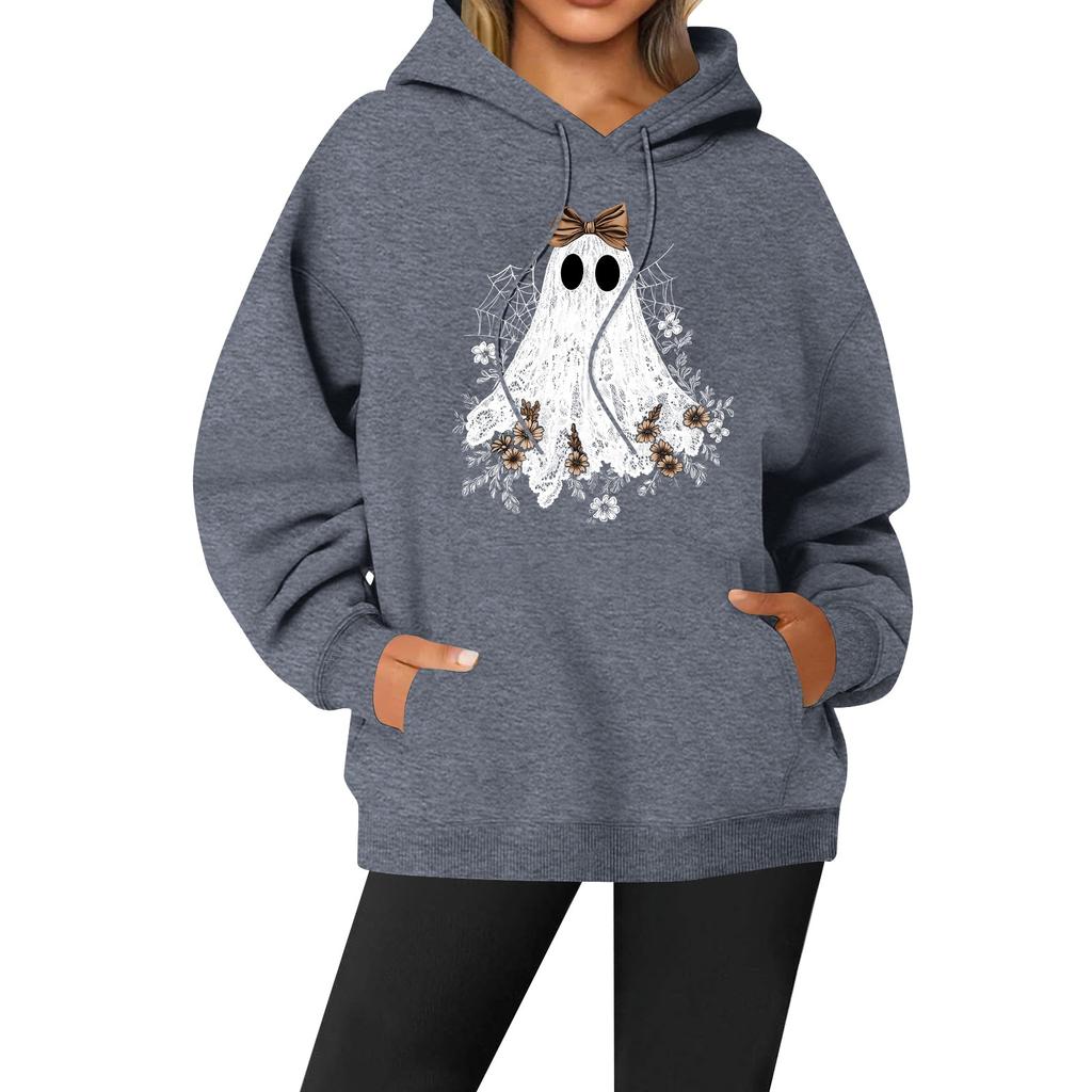 Women's Casual Fashion Solid Color Rugby Print Long Sleeve Hooded Sweatshirt Top