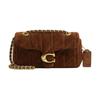 Tabby 20 Acolchado Gamuza Logo Dorado Gamuza y Cuero Liso Bolso de Hombro Cruzado Pequeño para Mujer Marrón Oscuro