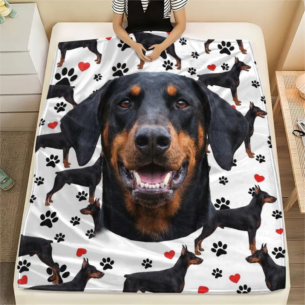 1PC Cute Pet Puppy Print Flannel Blanket, High quality All Seasons, Home Decor, Warmth and Comfort, Perfect for Christmas Gifts