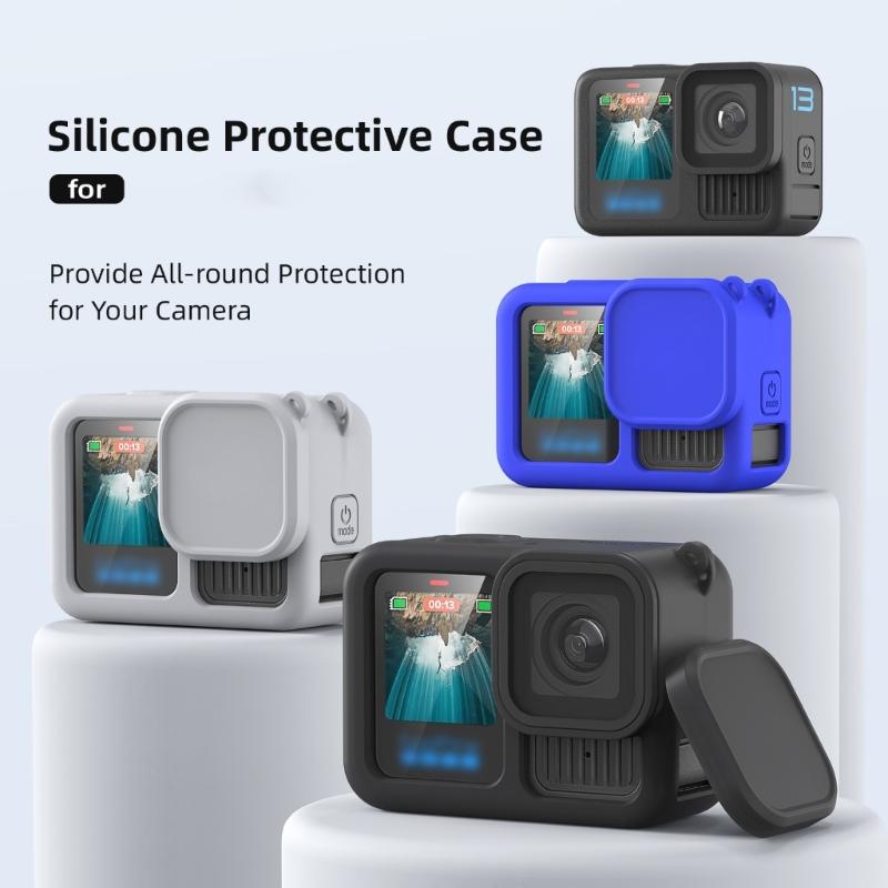 Silicone Protective Case Set For Action Camera and Lens Cover Shockproof With Lens Guard Screen Protector