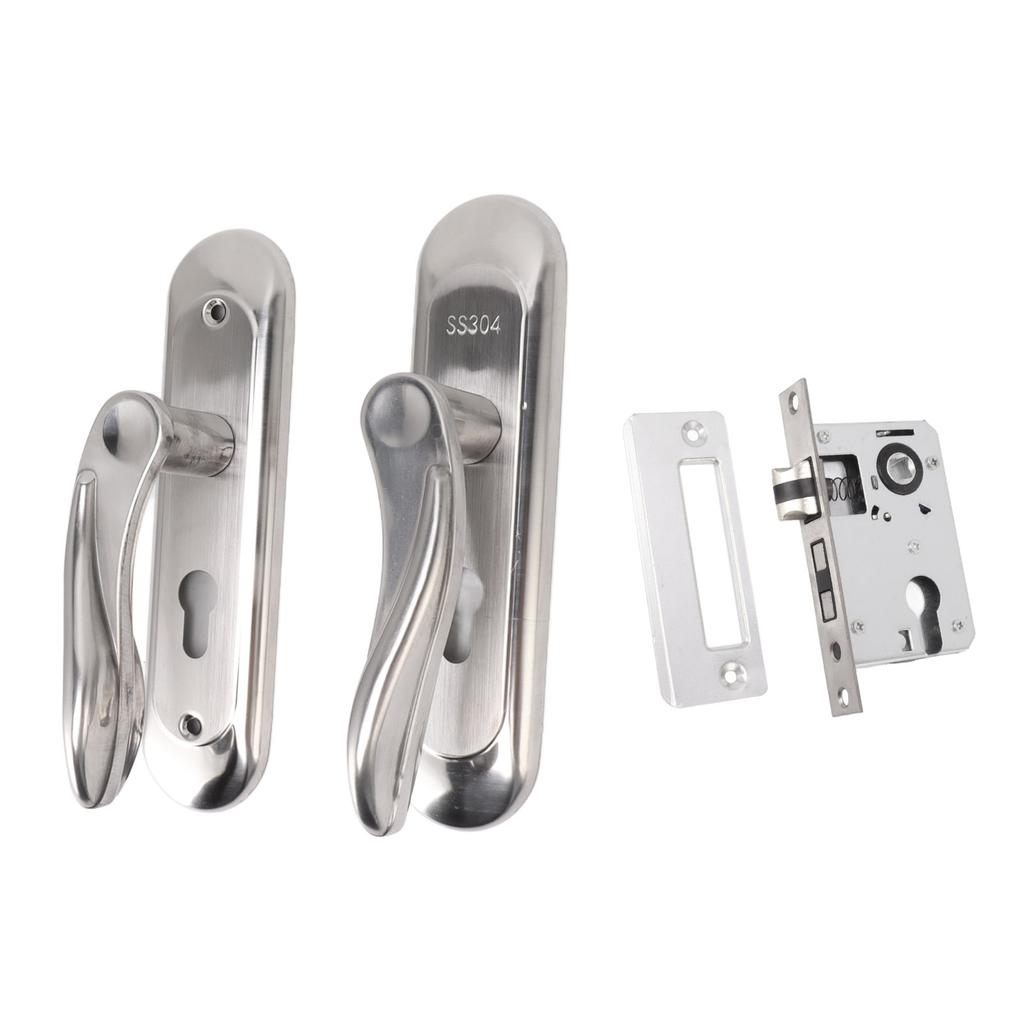 Tür-Eingangshandgriff-Set Edelstahlplatte Türhebel Zylinderschloss Schlüssel-Set für Haushalt