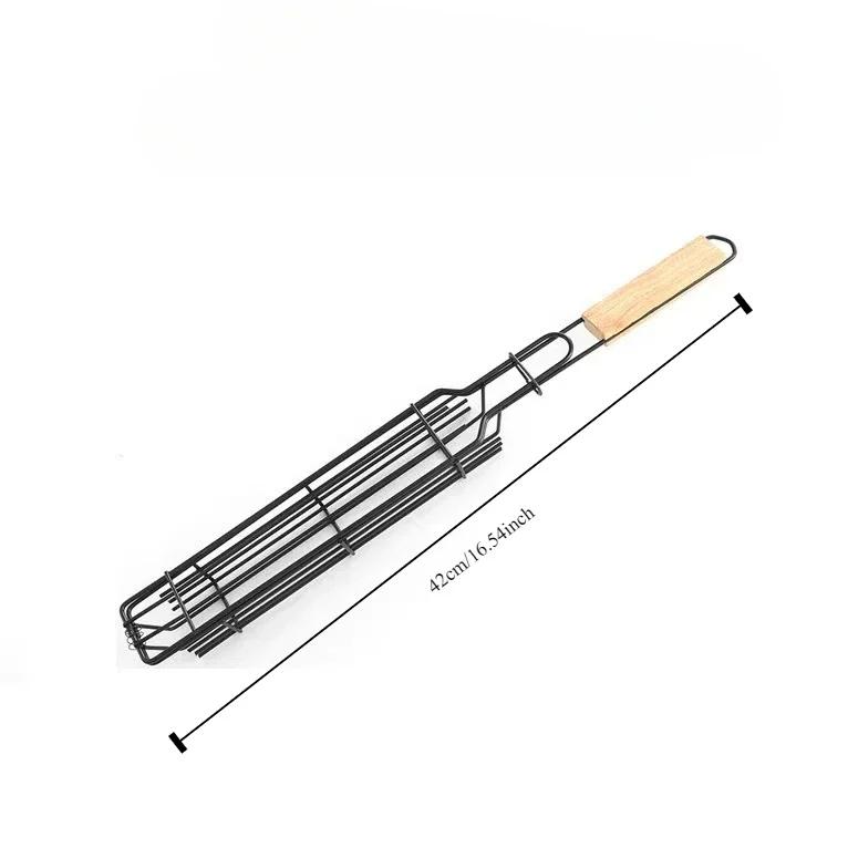 Barbecue Grill Stainless Steel Non-Stick Grill Basket with Handle BBQ Roast Rack for Home Outdoor Picnic Kitchen Dining Tools