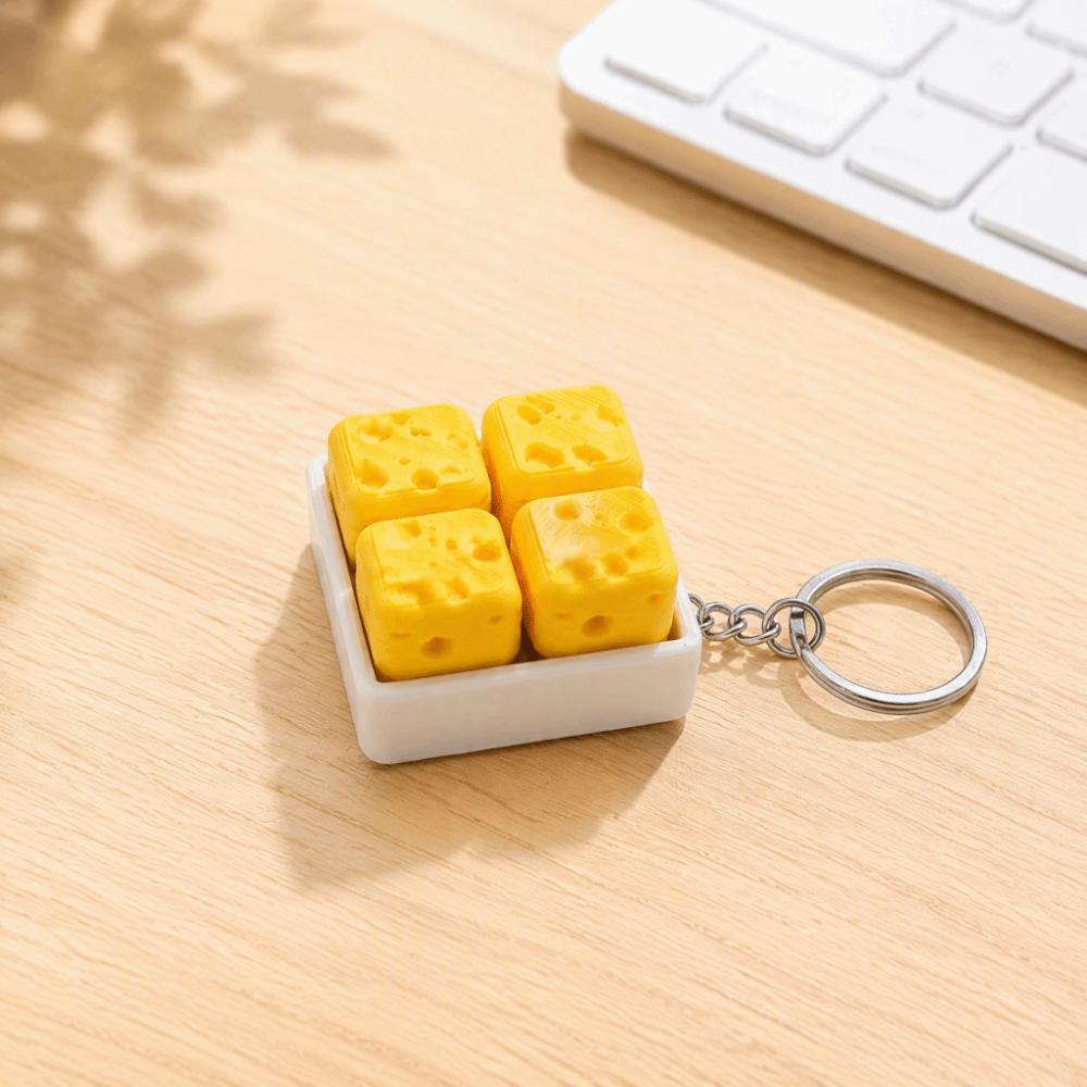 Squeeze Sound Cheese Clicker Fidget Keychain Portable Mechanical Keyboard Keychain Holiday Gift