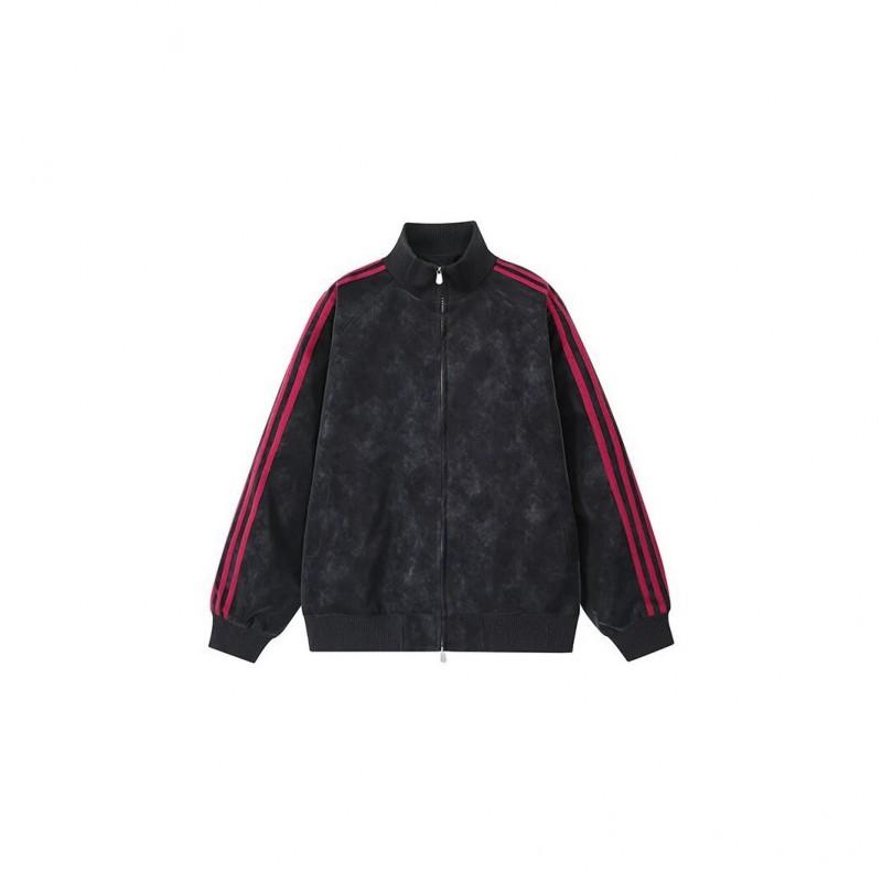 Giacca da uomo oversize con colletto alla coreana 2026 Bomber Sportivo Retrò con Strisce a Contrasto Vestibilità Larga