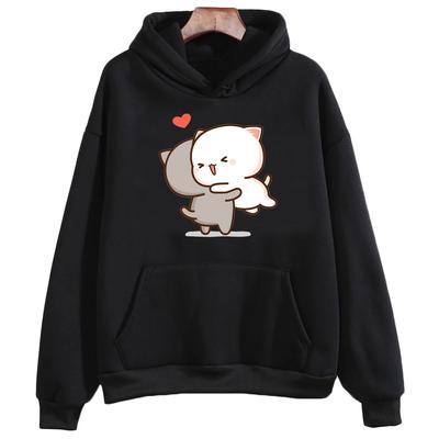 Moletom Pêssego Goma de Mangas Compridas Masculino e Feminino | Gato Goma Mochi pêssego | Roupas Goma Pêssego | Moletom com capuz pêssego Goma Cat