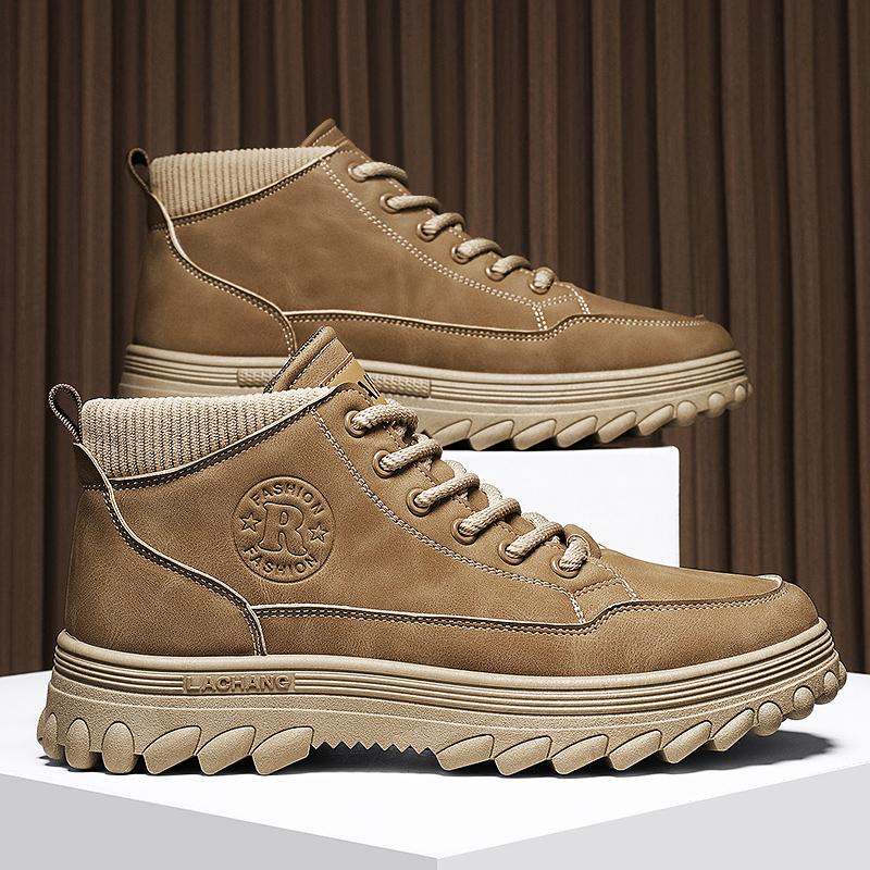 New Fashion Autumn And Winter Men's High Top Martin Boots Students Male Boys Trending Soft Sole Work Shoes Labor Protection Martin Sneakers