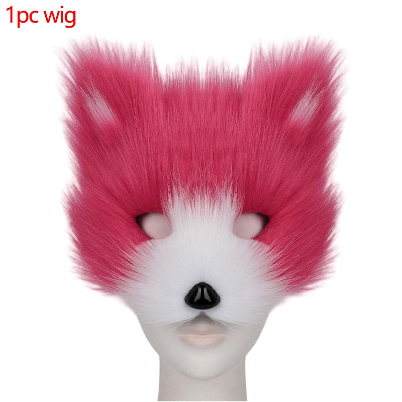 Halloween Half Face Plush Mask Artificial Fox Mask Supplies Horror Cosplay Props Carnival Cos Unisex Colorful Fox Mask For Gifts