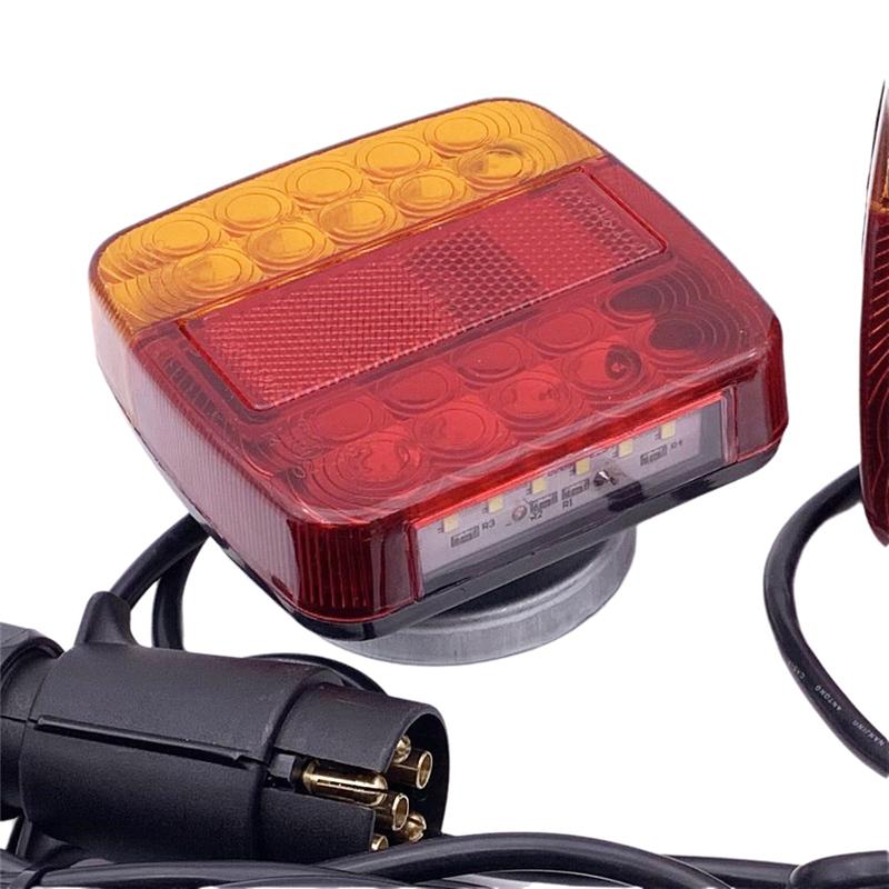 

NEW-Universal 20 LED 12V Taillight Wire Set With 7-Pin Plug Magnet For Trailer Truck Brake Turn Signal Side Lights