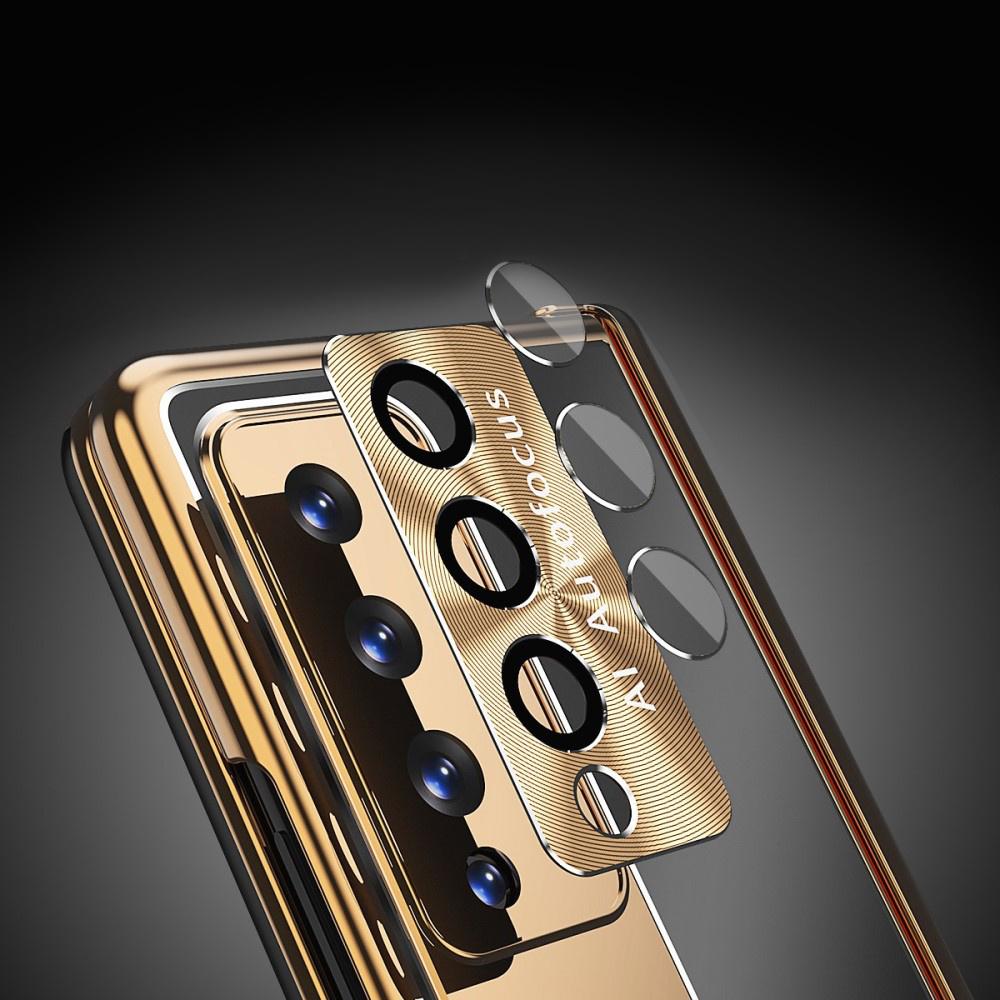 Case with glass for Samsung Galaxy Z Fold 4 5G, Premium Alloy, Gold / Black