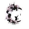 Halloween White Rose Black Flower Vine Wreath Moon Cat Garland Home Decor