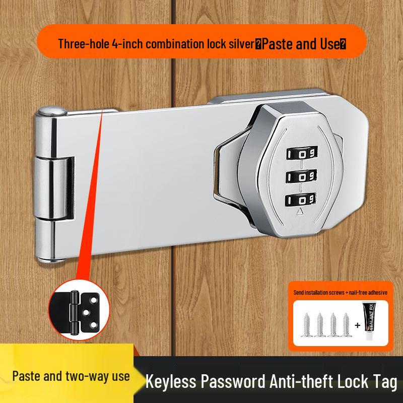 No-Drill Combination Lock for Cabinets, Drawers, and Refrigerators - Anti-Theft Double Door File Latch