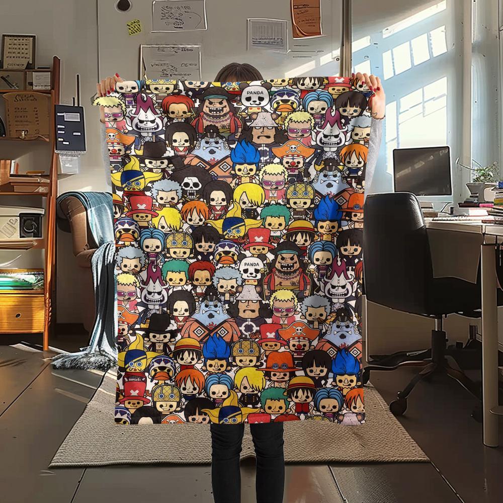 1PC Anime One Piece Patterned Flannel Blanket Suitable For All Seasons For Home Decor Warmth And Comfort Gifts Holiday Present