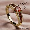 Royal Red Princess Cubic Zirconia Ring for Luxury Wedding Gold Color Women Accessories Trendy Party Charming Jewelry Gift