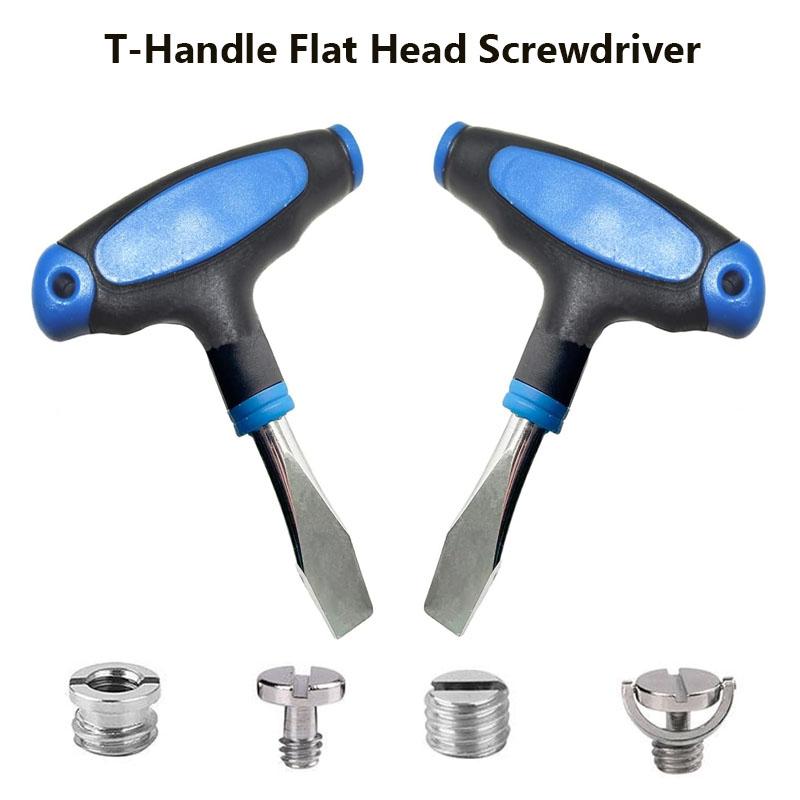 1/4 3/8 Flat Head Screwdriver With T-Handle Grip For Quick Release Plate Camera Tripod & Monopod Slotted Screwdriver Hand Tools