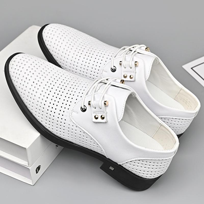 Summer Shoes for Men Hollow Out PU Leather Breathable Sandals Non-slip Flats Soft Bottom Handmade Tide Design Footwear Men Shoes