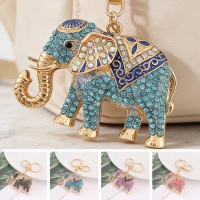 Horse Keychain Colorful Sparkling Rhinestones Elephant Charm Key Chain Decorative Good Luck Pendant Bags Backpacks