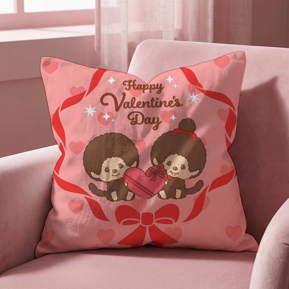 Cartoon M-Monchhichis Cushion Cover Multi-Scene Pillow Cover for Home & Car - Reversible, Soft & Durable for Daily Use