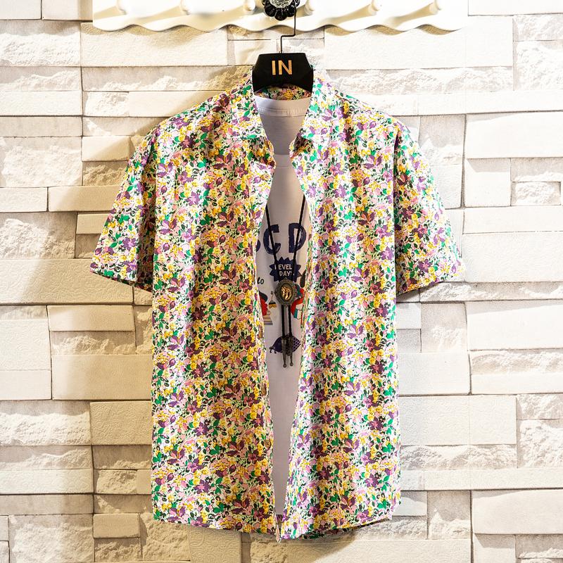 Summer Men's Hawaiian Shirt Printed Short Sleeve Big Size Hawaii Men Beach Floral Shirts