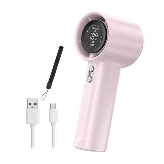 

Handheld Fan with Brushless Motor Digital Display 100 Speed Settings Strong Airflow Low Noise Rechargeable Mini Cooling Turbo Fan розовый