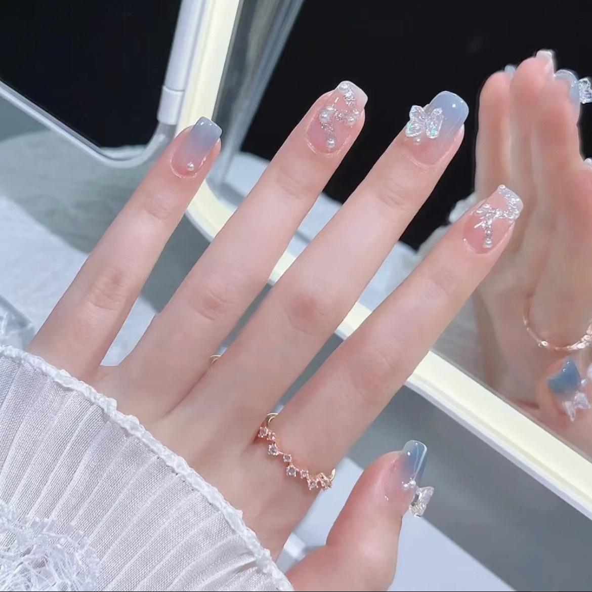 

Съемные блестящие 3D ногти-бабочки Ice Pearl