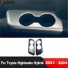 For Toyota Highlander Hybrid - 2024 Carbon Fiber Car Rear Seat Water Cup Holder Frame Cover Trim Interior Accessories