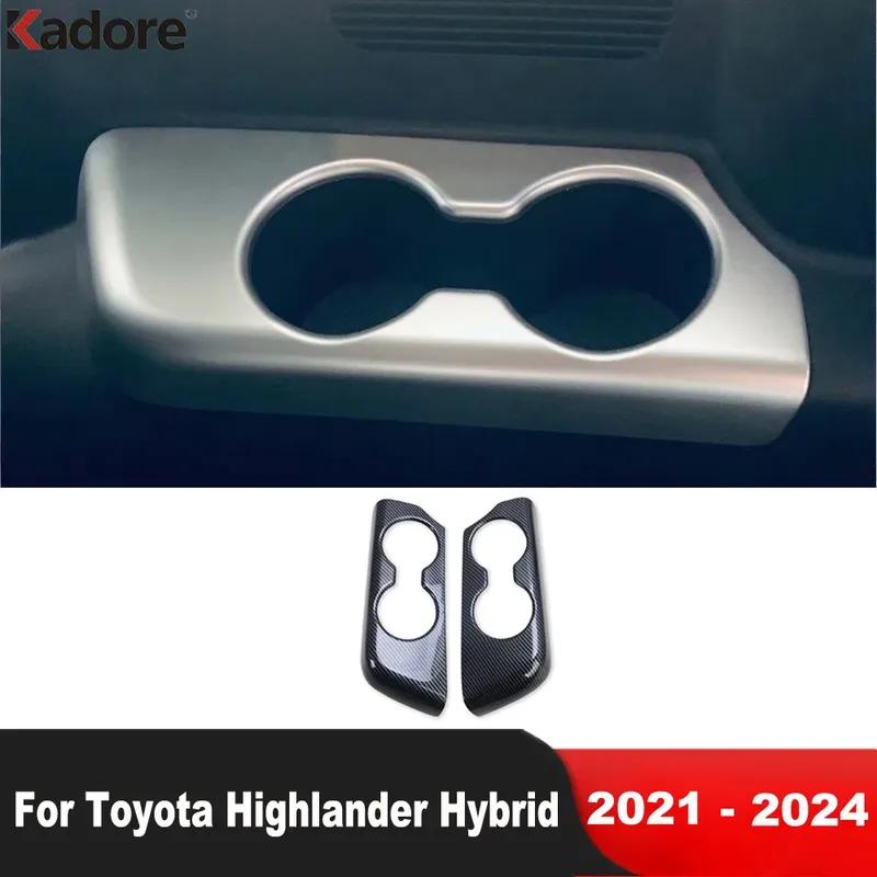 For Toyota Highlander Hybrid - 2024 Carbon Fiber Car Rear Seat Water Cup Holder Frame Cover Trim Interior Accessories
