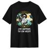Unisex Life Happens Tai Chi Helps Funny Yin Yang Tai Chi Cat Tshirts Cotton Tops Summer Y2k Fun Short Sleeve T Shirt Crew Neck
