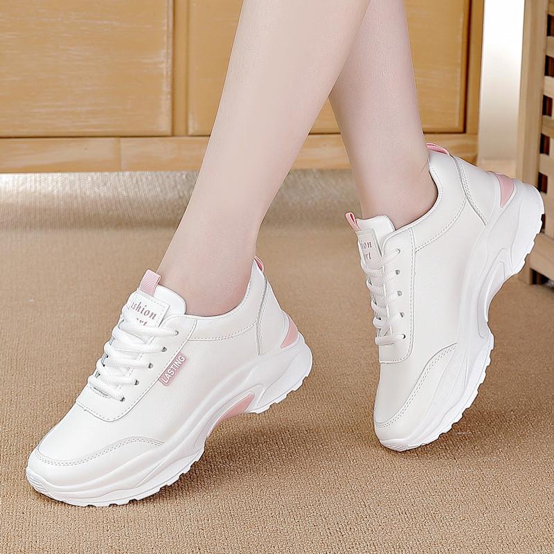 Women's 2025 Autumn Sporty Low-Top Breathable Running Shoes - Leather Upper & Thick Sole