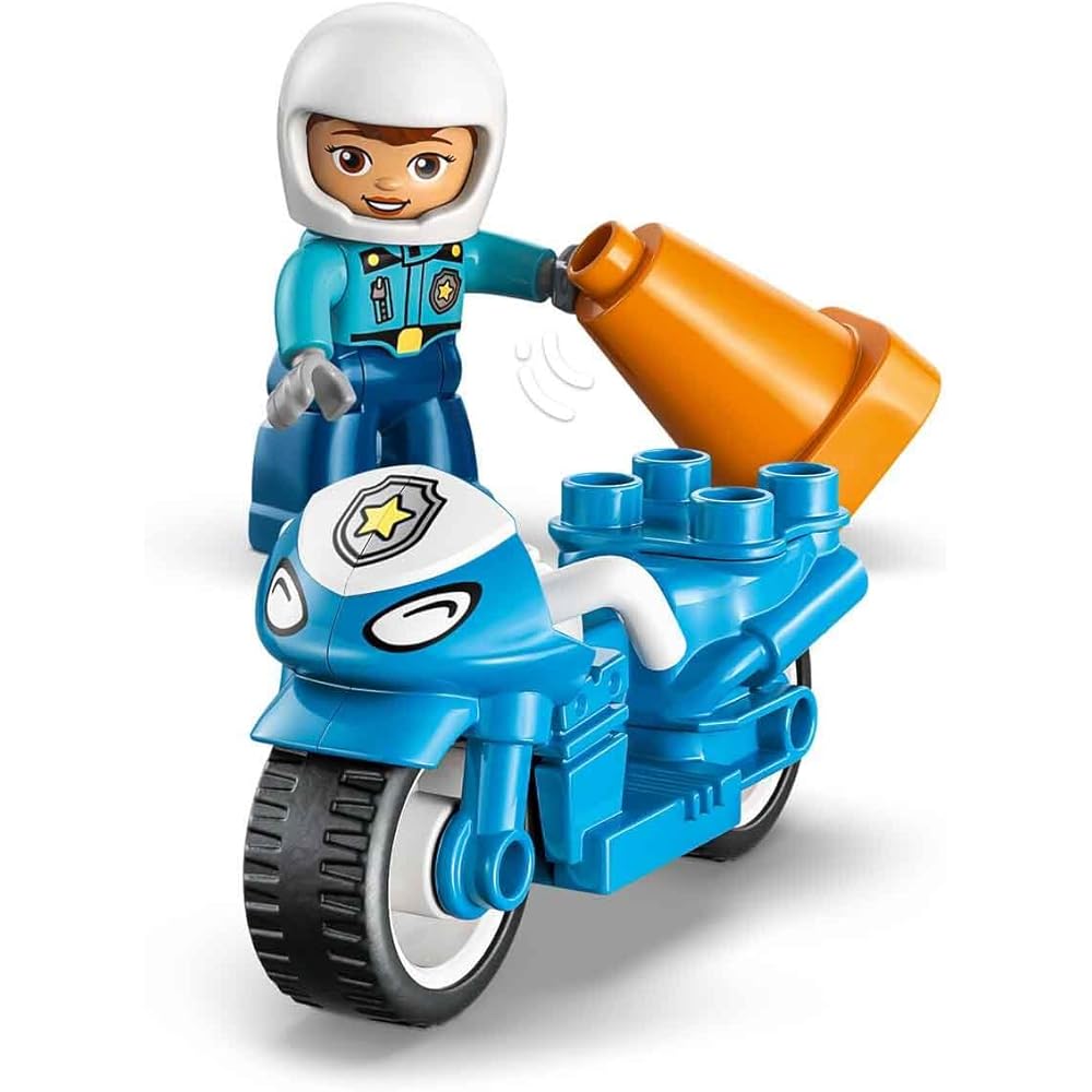 LEGO Duplo Blue Police Bike Toy for Kids 1.5 to 4 Years Educational Building Blocks Vehicle