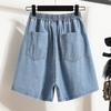 DIMANAF 2026 Summer New Plus Size Women High Waist Elastic Wide Leg Denim Shorts Pants Cotton Casual Lady Bottoms