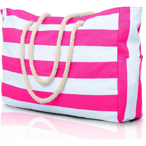 Becokan Beach Bags for Women Large Waterproof Beach Tote Bag Zipper Beach Bags Waterproof Sandproof Swim Pool Bag Large Tote
