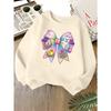 Kids Unisex Crewneck Sweatshirt, Pastel Bow Easter Bunny Chick Egg Tulip Print Soft Fleece Long Sleeve Pullover For Boys Girls Over 4 Years Old