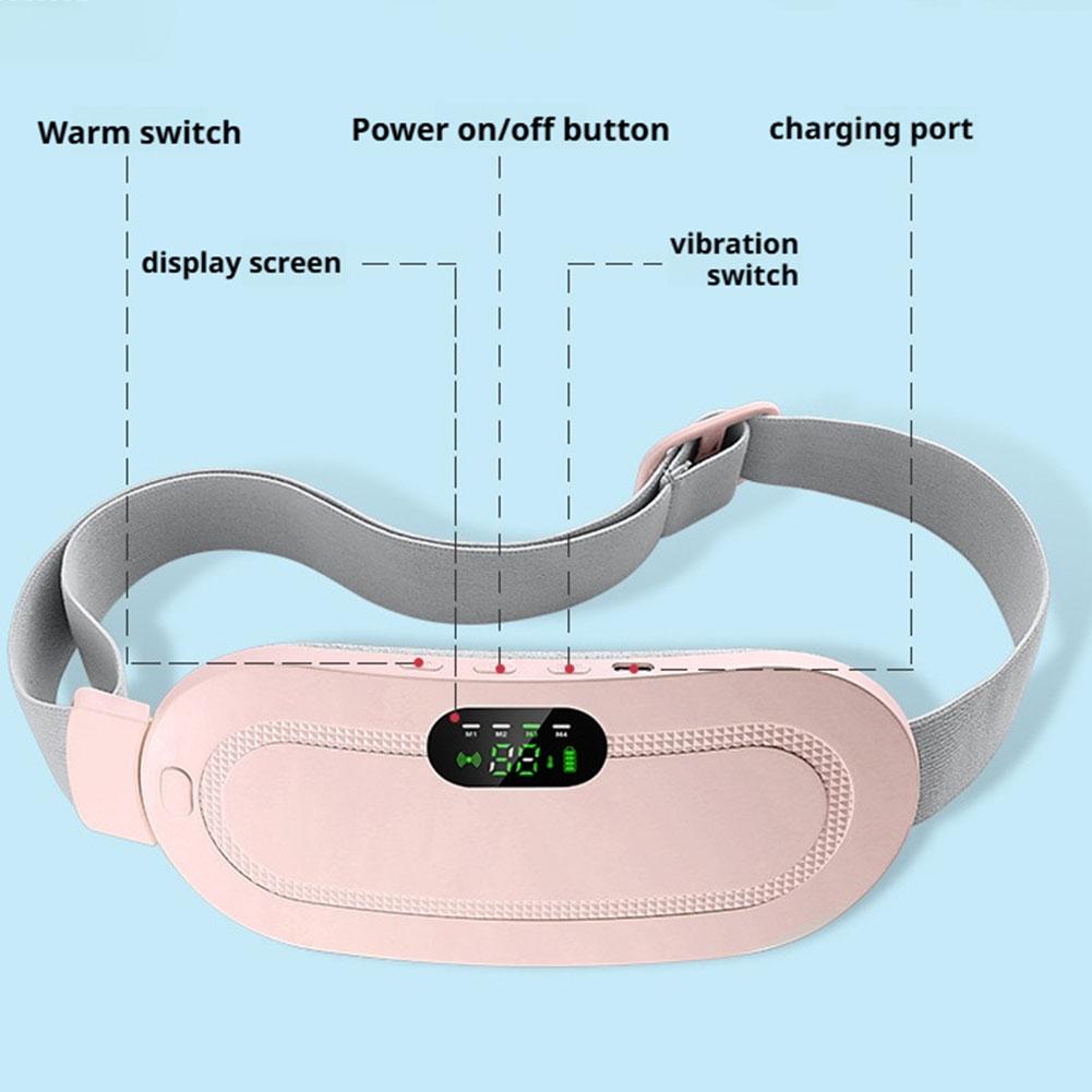 Electric Period Cramp Massager Vibrating Heating Belt for Menstrual Waist Stomach Abdominal Warm Palace Belt