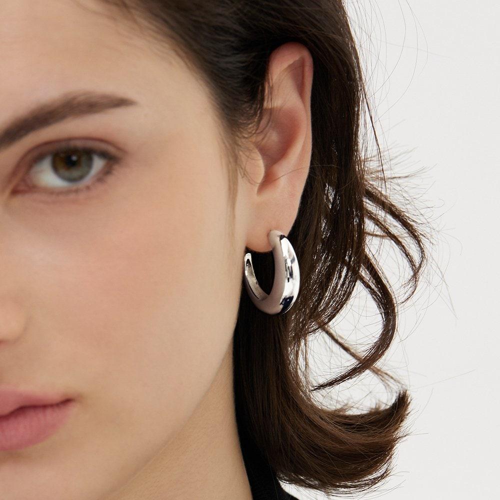 Champagne Full Moon (W) Big Sicle Earrings Hl2E53216Wbxxx