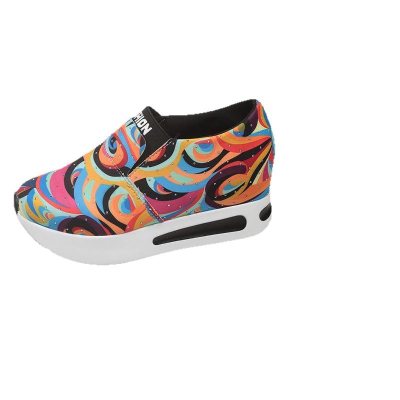 New Large-sized Loafers with Wedge Heels, Round Toe, and Thick Soles, Casual and Versatile Single Shoes for Women