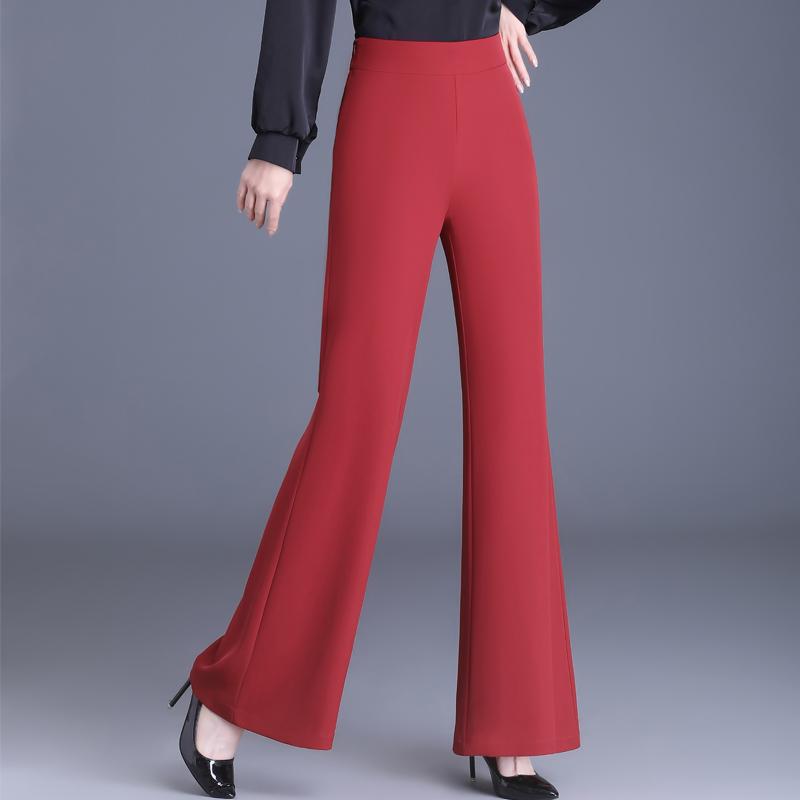 

Весенне-летние женские расклешенные брюки, модные брюки с высокой талией для женщин, винтажная одежда 30 красный