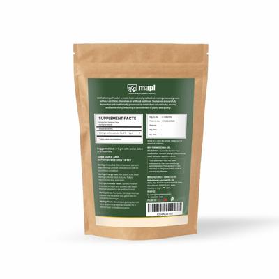 Mapl Pure Moringa Leaf 100% Pure Drumstick Leaf Plant Based Ayurvedic Superfood Vegan Natural Herbal Supplement for Smoothies Juices Daily Nutrit