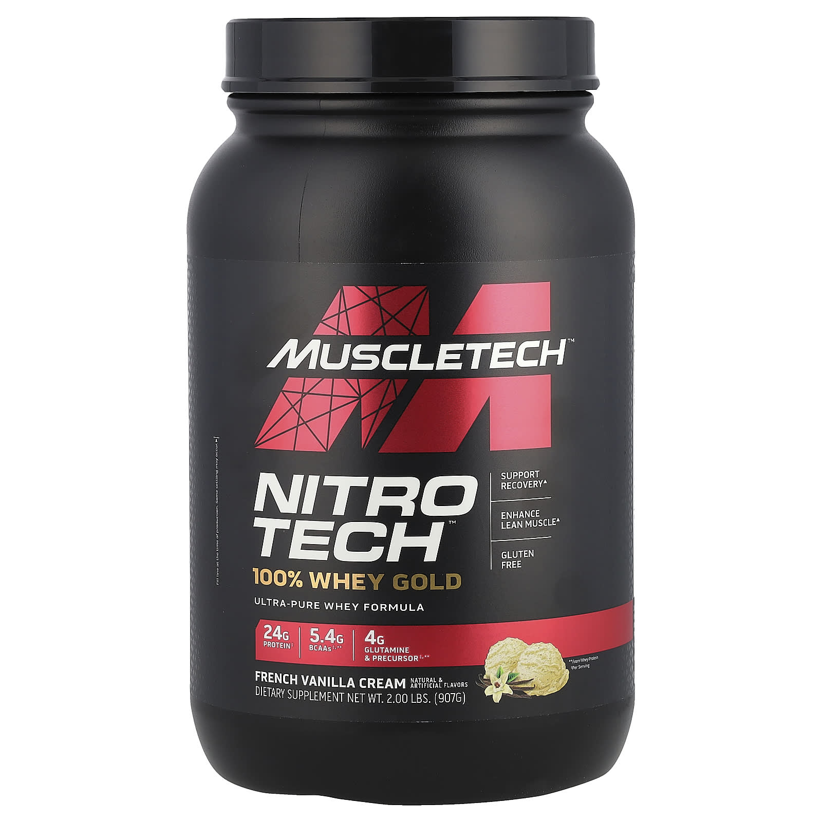 

MuscleTech, Nitro Tech, 100% Whey Gold, French Vanilla Cream Flavor, 2 lbs (907 g)