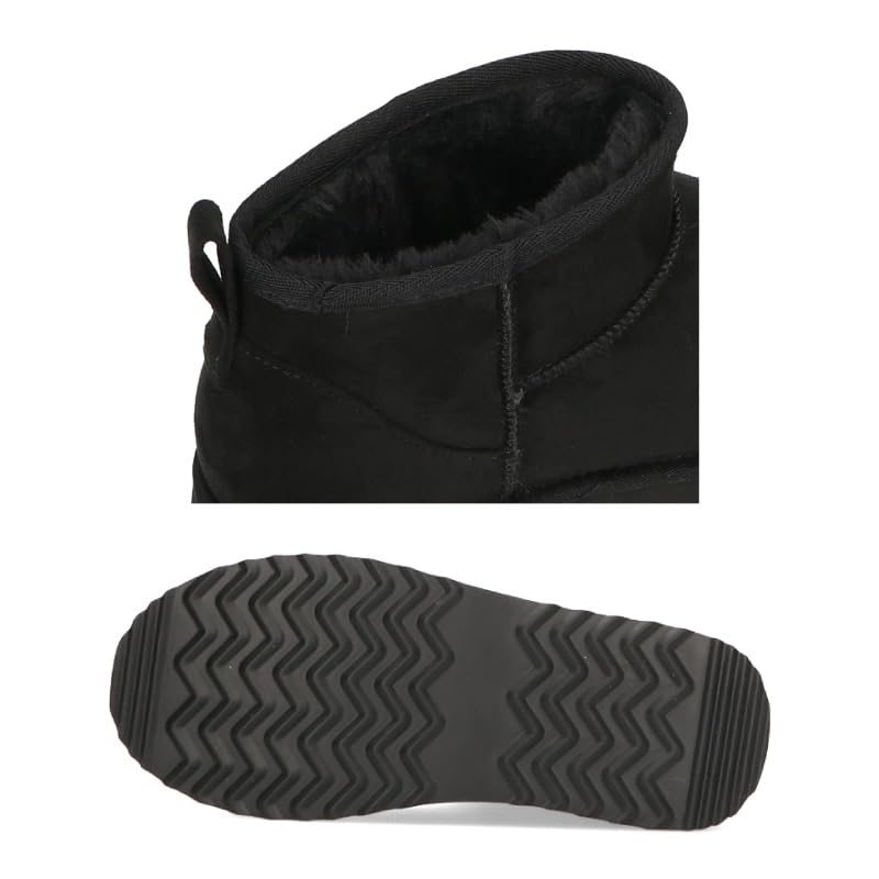 Oriental Traffic Fashion Short Sheepskin Boots with Thick Soles and Warm and Size cm Boots, Fur, Lightweight, Black, 25.0-25.5