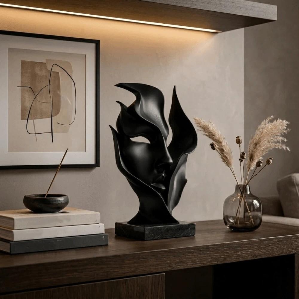 3D Geprinte Huisdecoratie Beeld Kunst Decoraties Grappige Halve Gezichtsbeeldhouwwerk Kantoor
