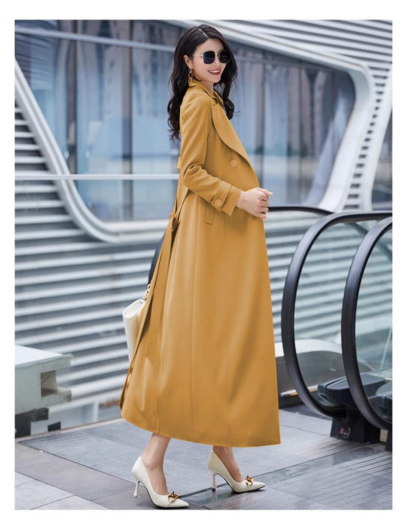 Kniehoher Trenchcoat, schlankes Temperament, langer Schnür-Revers-Trenchcoat, schmale Taille