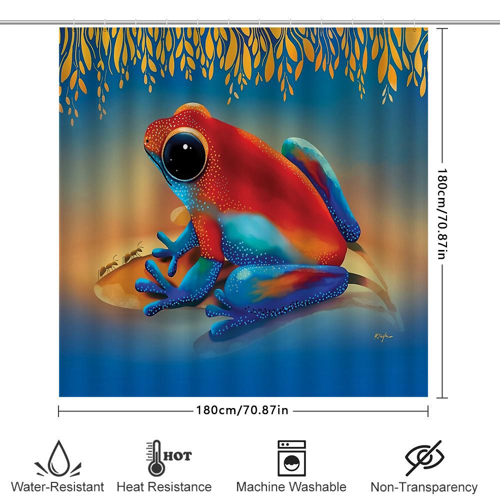 Frog Shower Curtain Cute Amphibian Bathroom Decor Nature Forest Wildlife Shower Liner Waterproof Home Textile