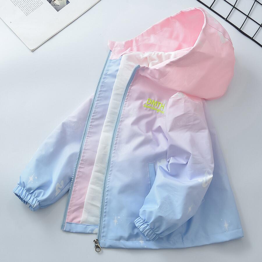 Korean Fashion Jacket For girls Teenager Casual Gradient Hooded Coat Boys Blazer Spring Autumn Windproof Sweet Coats Windbreaker