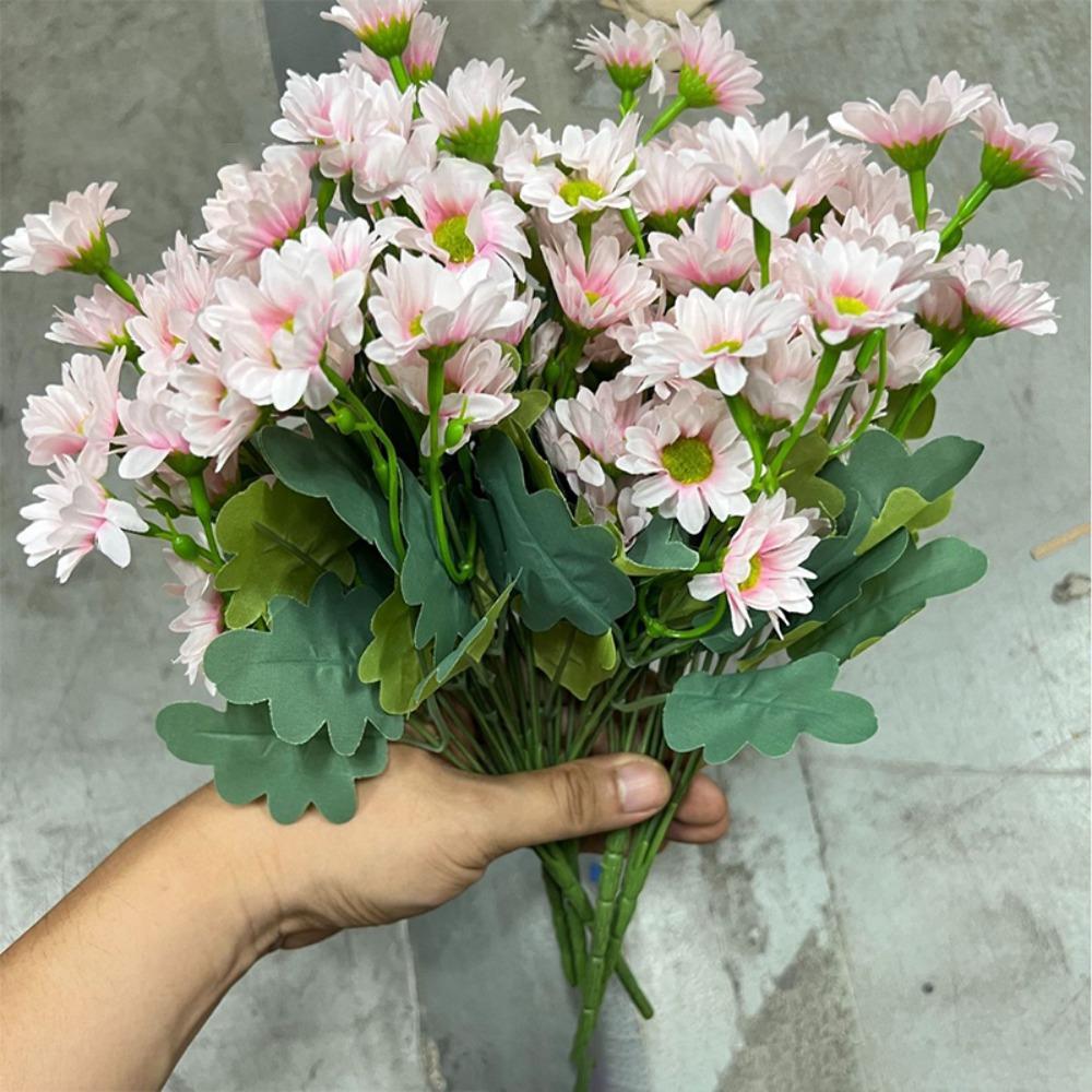 Silk Petal Artificial Outdoor Sunset Mums Flowers 21 Heads Simulated Flower for All Season