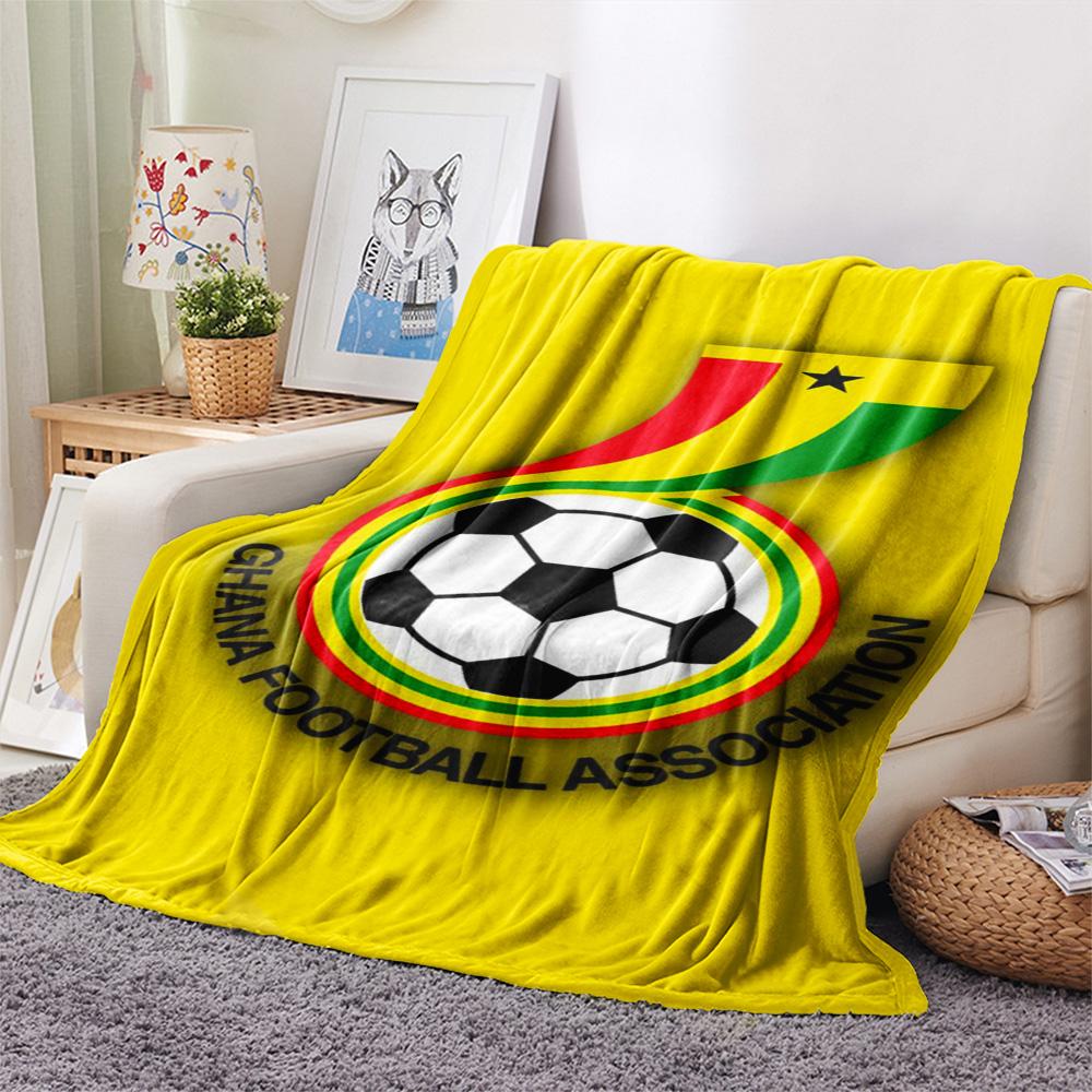 1 Stück Ghana Fußball Print Flanelldecke Hohe Qualität Warm Bequem Decke für Alle Jahreszeiten Perfekt für Geschenke Heimdekoration