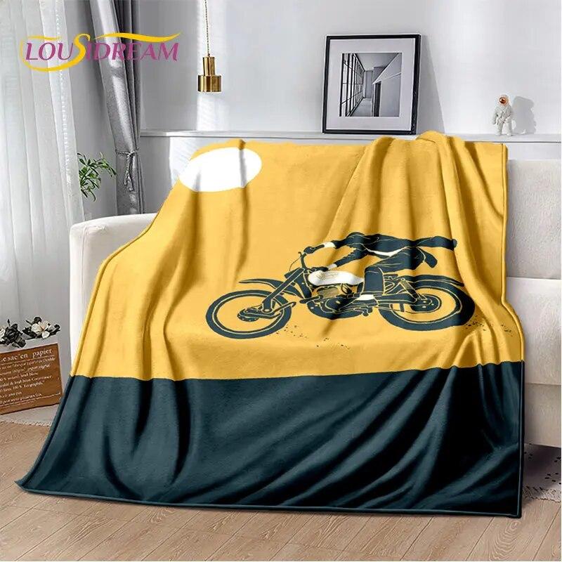 Pătură de pluș moale cu craniu de motocicletă retro, vintage, pătură de flanel, pătură pentru sufragerie, dormitor, pat, canapea, husă de picnic