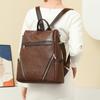 Anti-theft Backpack Women's PU Backpack Large Capacity Lightweight Travel Bag Student Schoolbag